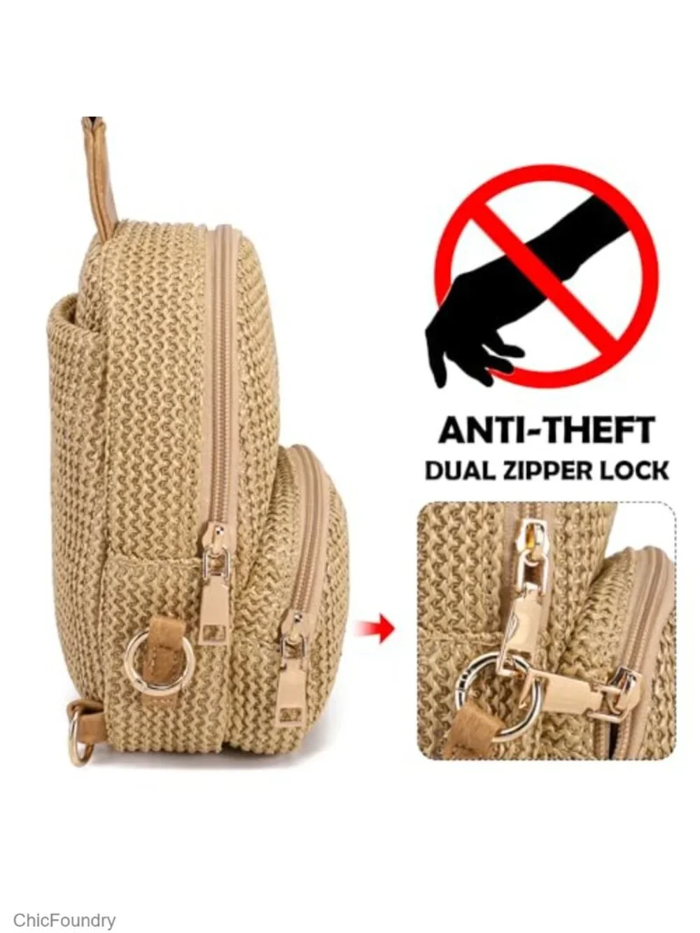 Faux Straw Crossbody Bag with RFID Blocking, Lightweight Woven Purse